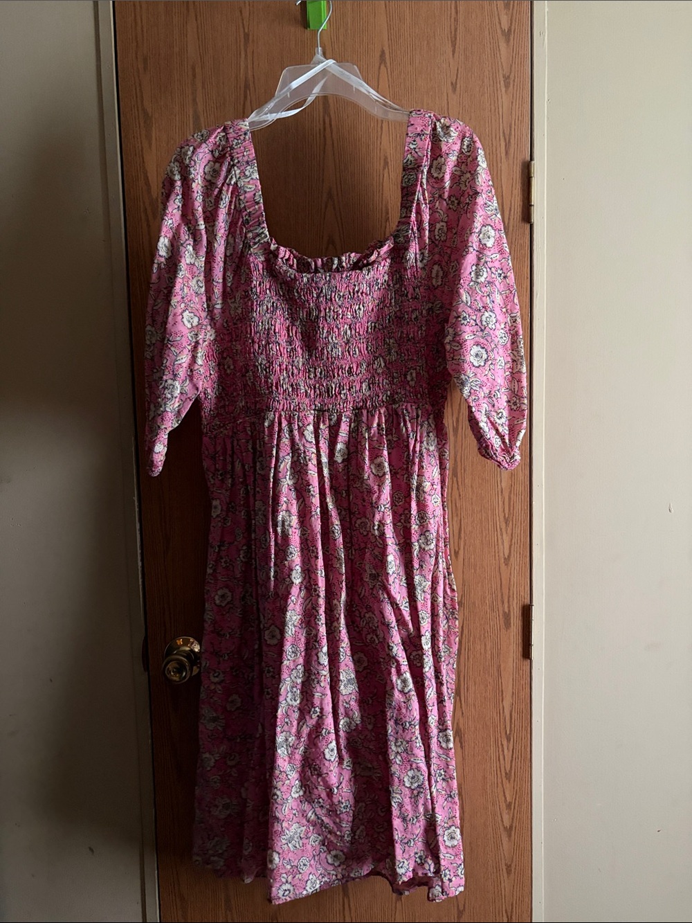 Girls' Pink Floral Smocked Dress